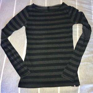 Lululemon Athletica Black and Gray Striped Long Sleeve Top